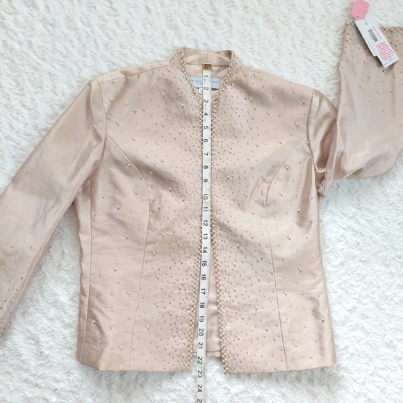 NWT Champagne Ivory Pearl Beaded Special Occasion Jacket Topper- Size 8 - Picture 4 of 10